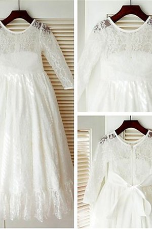 Prinzessin Schaufel-Ausschnitt A-Line Blumenmädchenkleid mit Blume mit Bordüre - Bild 1
