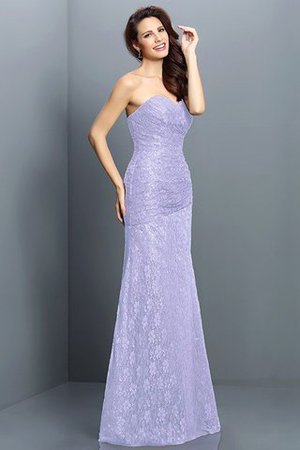 Robe demoiselle d'honneur longue en satin a-ligne jusqu'au sol de col en cœur - Photo 17