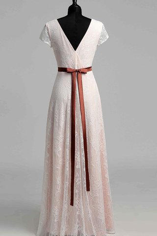 Robe de mariée informel elégant en dentelle a-ligne avec manche courte - Photo 2