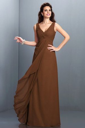 Robe demoiselle d'honneur longue plissage ligne a avec chiffon grandes bretelles - Photo 4