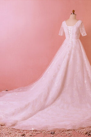 Robe de mariée a-ligne charme en grandes tailles avec lacets naturel - Photo 2