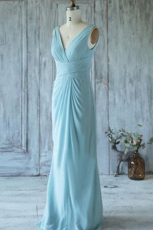 Robe demoiselle d'honneur naturel avec sans manches de fourreau en chiffon ruché - Photo 4