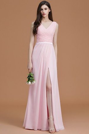 Normale Taille Gerüschtes Prinzessin Bodenlanges Brautjungfernkleid ohne Ärmeln - Bild 28