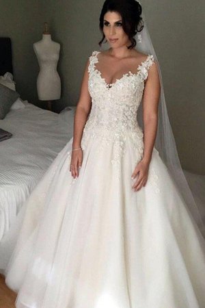 Robe de mariée de traîne moyenne avec lacets fantastique formelle plissé - Photo 1