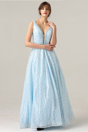 Robe de bal a-ligne en tulle voyant manche nulle luxueux - Photo 1