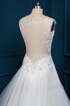 Perlenbesetztes Spitze Ärmellos natürliche Taile Meerjungfrau Stil Brautkleid mit Bordüre - Bild 2