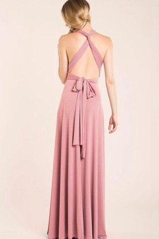 Plissiertes Chiffon A-Linie bodenlanges langes Brautjungfernkleid ohne Ärmeln - Bild 2