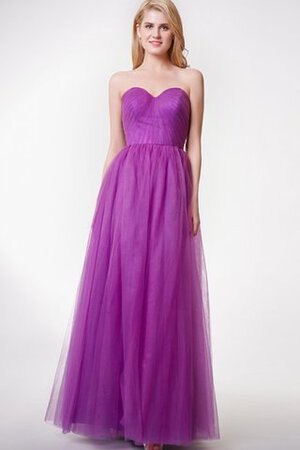 Robe demoiselle d'honneur avec sans manches ligne a en tulle avec ruban ceinture en étoffe - Photo 1
