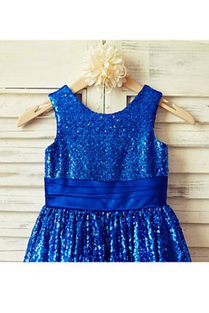 A-Linie Prinzessin Wadenlanges Blumenmädchenkleid mit Blume ohne Ärmeln - Bild 3