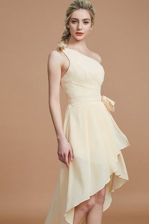 Robe demoiselle d'honneur courte avec zip manche nulle asymétrique avec chiffon - Photo 2