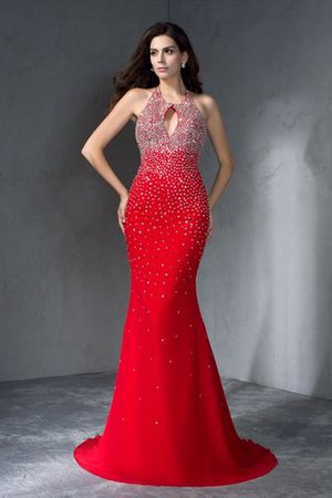 Perlenbesetztes Ärmellos Normale Taille Neckholder Attraktives Abendkleid - Bild 6