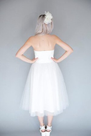 A-Line plissiertes natürliche Taile wadenlanges Brautkleid aus Tüll - Bild 3