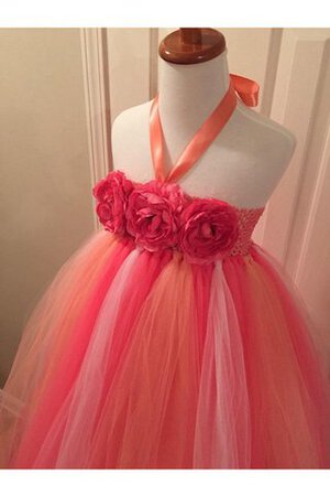 Robe de cortège enfant de lotus avec sans manches en tulle avec nœud à boucles de dos nu - Photo 3