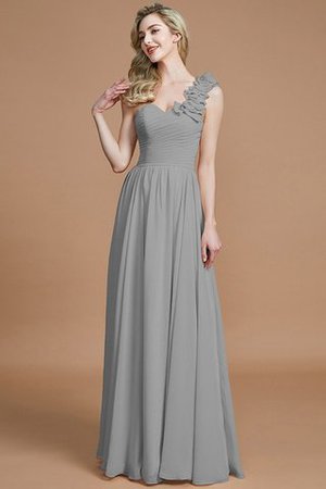 Robe demoiselle d'honneur naturel jusqu'au sol avec chiffon manche nulle a-ligne - Photo 32