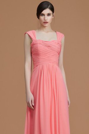 Robe demoiselle d'honneur naturel avec sans manches en chiffon a-ligne ruché - Photo 3