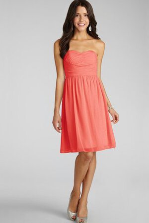 Robe demoiselle d'honneur bref en chiffon ruché col en forme de cœur - Photo 5