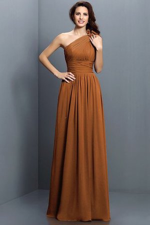 Robe demoiselle d'honneur longue de princesse en chiffon avec fronce manche nulle - Photo 4