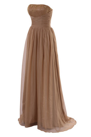 Dom Chiffon Mitte Rücken A-Linie Modern Abendkleid ohne Träger - Bild 4
