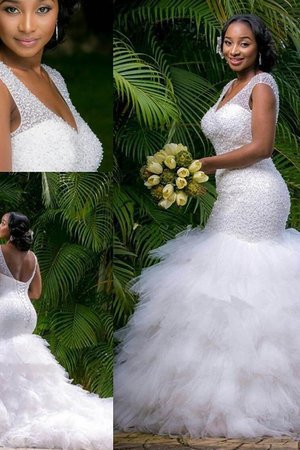 Wunderschönen Romantisches Pompöse Brautkleid aus Organza mit V-Ausschnitt - Bild 3