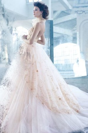 Robe de mariée naturel de mode de bal avec perle de traîne courte avec broderie - Photo 3