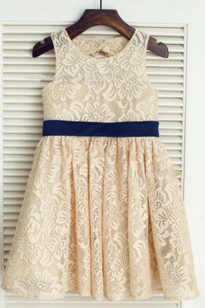 Normale Taille Schaufel-Ausschnitt Prinzessin Bodenlanges Blumenmädchenkleid mit Bordüre - Bild 1