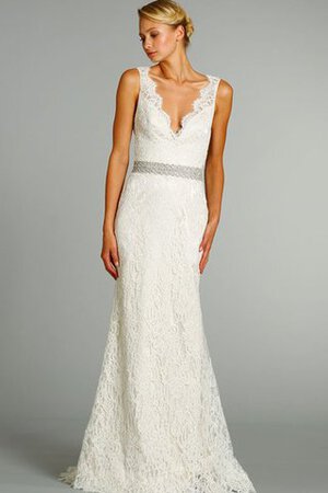 Abito da Sposa Semplice originale con Ricamo Tubino Formale E Informale Bordo Ondulato - Foto 1