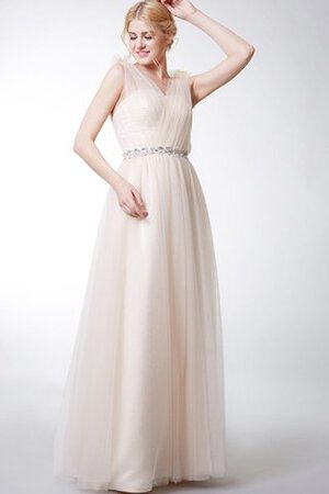 Robe demoiselle d'honneur distinguee simple romantique avec perle textile en tulle - Photo 1