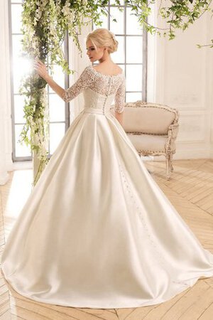 Robe de mariée poches de traîne moyenne fermeutre eclair en satin de mode de bal - Photo 2