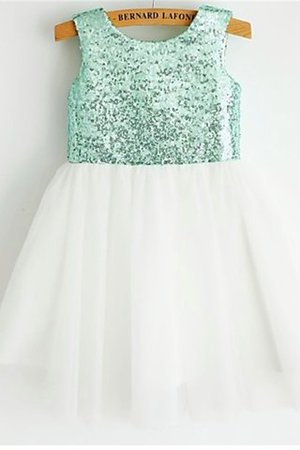 Ärmelloses Paillettenbesetztes Tüll Blumenmädchenkleid mit Reißverschluss aus Paillette - Bild 2