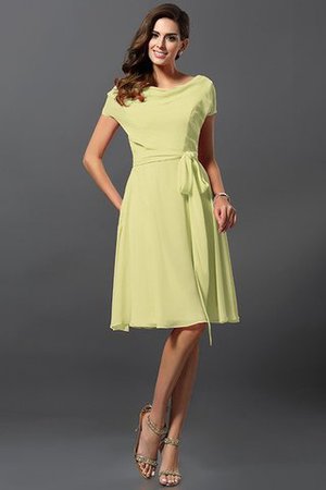 Robe demoiselle d'honneur courte de princesse avec zip en chiffon a-ligne - Photo 7
