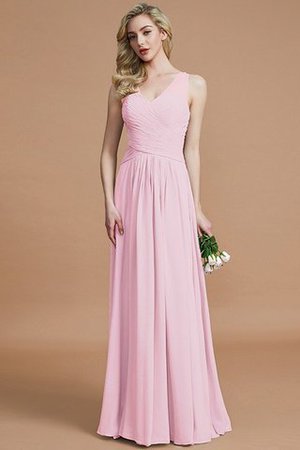 Prinzessin Normale Taille Bodenlanges Brautjungfernkleid aus Chiffon mit V-Ausschnitt - Bild 27