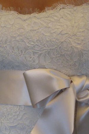 Robe de mariée naturel avec nœud à boucles en organza de bustier avec ruban - Photo 3
