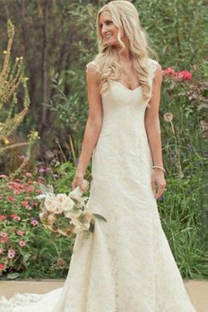 Abito da Sposa Sirena Spazzola Treno Naturale V-Scollo in Pizzo - Foto 1