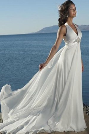 Robe de mariée charmeuse entrecroisé en plage avec perle avec sans manches - Photo 2