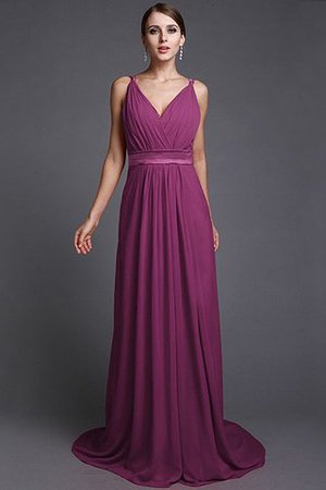 Robe demoiselle d'honneur longue de lotus avec chiffon fermeutre eclair manche nulle - Photo 3