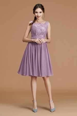 A-Line Reißverschluss Attraktiv Mini Brautjungfernkleid mit Natürlicher Taille - Bild 3