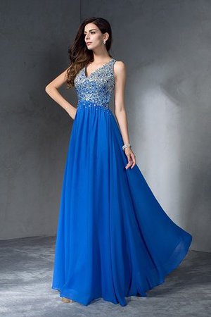 Robe de soirée longue avec sans manches de princesse avec chiffon v encolure - Photo 6