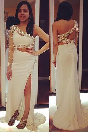 Robe de bal avec perle de traîne courte avec manche longue avec chiffon de fourreau - Photo 1