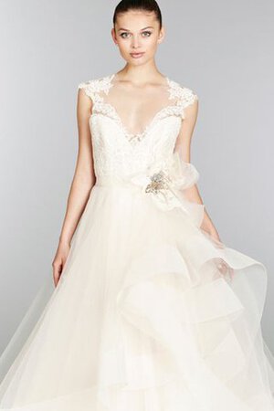 Abito da Sposa in Pizzo Senza Maniche con Cristino Ball Gown V-Scollo in pizzo - Foto 2