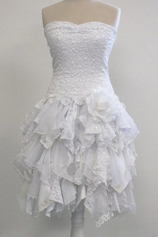 Abito da Sposa con Increspature Cuore Con Giacca Formale E Informale in pizzo A-Line - Foto 2