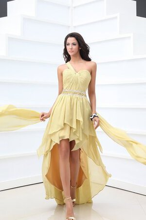 Gerüschtes Chiffon vorn kurz hinten lang ein Träger Abendkleid - Bild 2