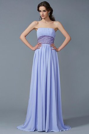 Robe de soirée longue avec perle avec sans manches avec zip en chiffon - Photo 1