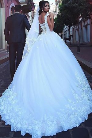 Tüll Brillant Ärmelloses Stilvolles Brautkleid mit Juwel Mieder - Bild 2