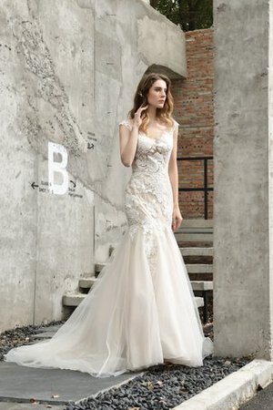 Robe de mariée voyant de col bateau longueru au niveau de sol spécial sexy - Photo 8