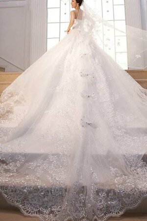 Duchesse-Linie Spitze Perlenbesetztes zeitloses Ärmellos romantisches Brautkleid - Bild 1