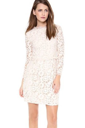 Robe de mariée modeste de col haut encolure ronde avec zip avec manche longue - Photo 1