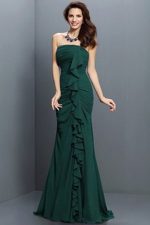 Meerjungfrau Stil Ärmelloses Chiffon Bodenlanges Brautjungfernkleid mit Empire Taille - Bild 8