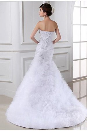 Robe de mariée longue de bustier de traîne moyenne avec perle avec sans manches - Photo 2