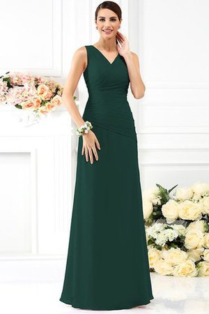 Empire Taille Enganliegendes Ärmelloses Brautjungfernkleid mit Drapierung aus Chiffon - Bild 9