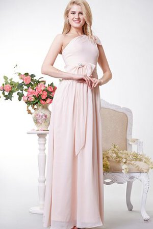 A-Line plissiertes Ein Schulter bodenlanges Elegantes Brautjungfernkleid mit kurzen Ärmeln - Bild 1